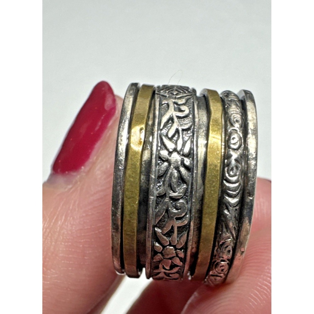 Silpada scroll ornate  sterling Silver 925 Brass ring size 9.25